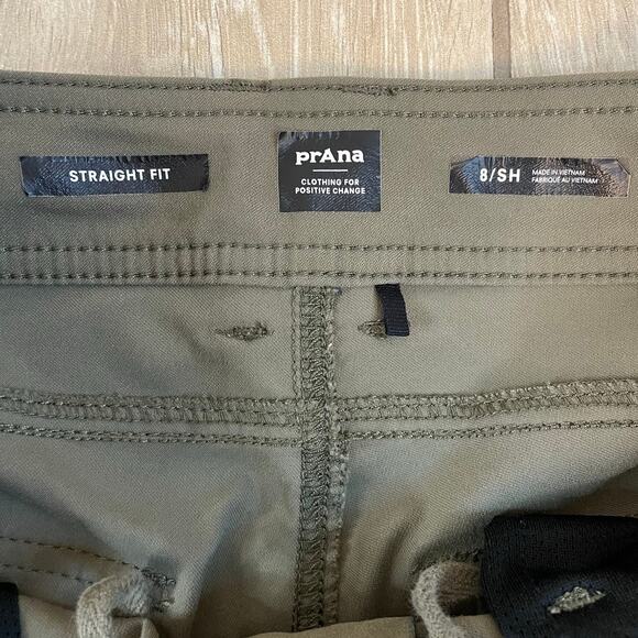 prAna Straight Fit Hiking Pants 8 Short Green Recycled Nylon Stretch Outdoor - Picture 3 of 13